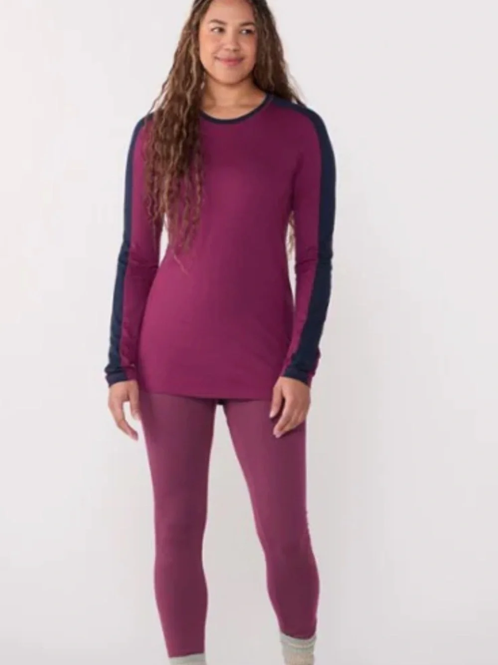 Purple REI merino wool baselayer top and bottom - Picture 1 of 10